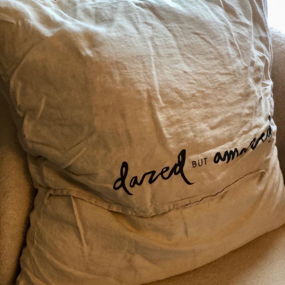 Dazed but Amazed Neutral Linen-Texture Euro Pillowcase - Oat - Picture 2 of 3